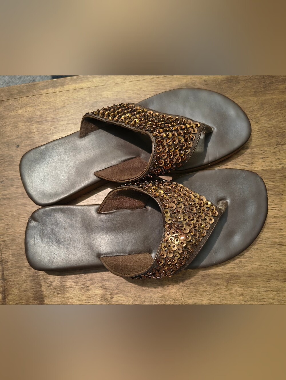 Brown Women's Sequin Sandals Sz 7ish